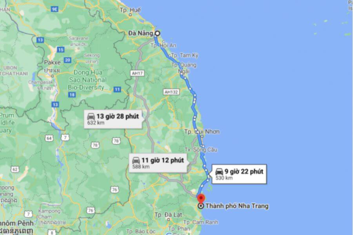 Từ Đà Nẵng ra Nha Trang sẽ mất khoảng từ 11 - 13 tiếng