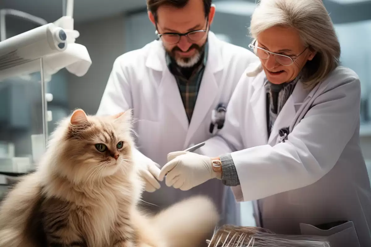 Bác sĩ thú y điều trị bệnh giảm bạch cầu ở mèo