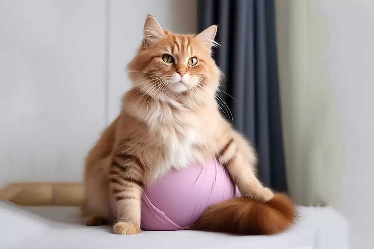 Mèo mang thai bụng to lên